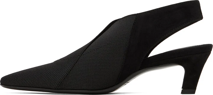 TOTEME Black 'The Mid Heel Elastic Slingback' Heels - Image 3