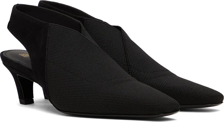 TOTEME Black 'The Mid Heel Elastic Slingback' Heels - Image 4