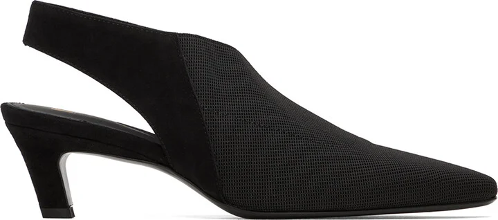 TOTEME Black 'The Mid Heel Elastic Slingback' Heels