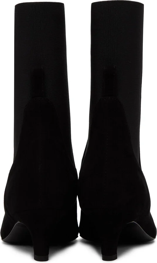 TOTEME Black 'The Mid' Heel Suede Boots - Image 2