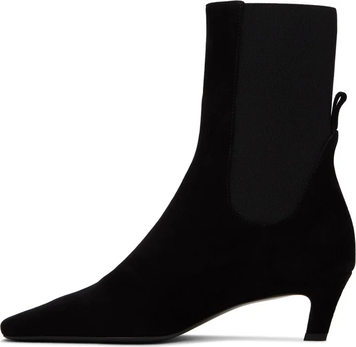 TOTEME Black 'The Mid' Heel Suede Boots - Image 3