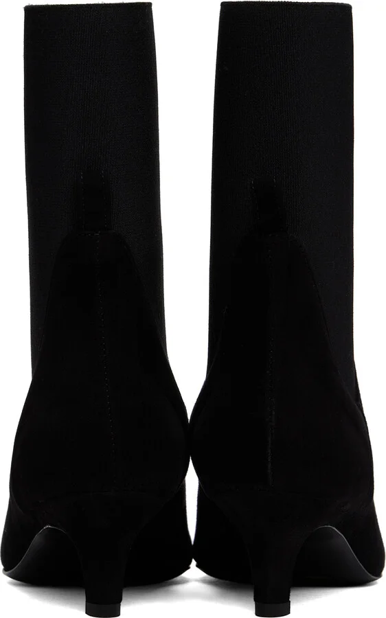 TOTEME Black 'The Mid Heel Suede' Boots - Image 2