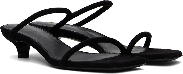 TOTEME Black 'The Minimalist' Heeled Sandals - Image 4