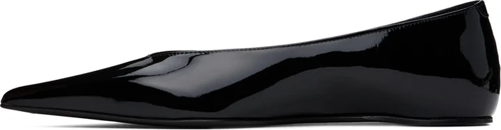 TOTEME Black 'The Patent Asymmetric' Ballerina Flats - Image 3