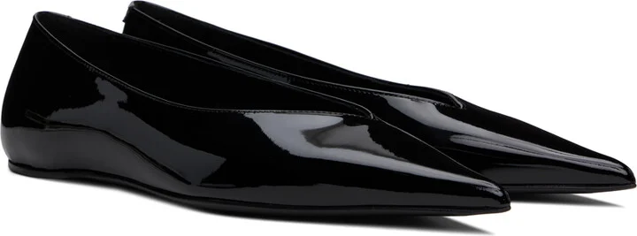 TOTEME Black 'The Patent Asymmetric' Ballerina Flats - Image 4
