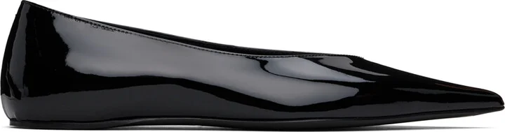 TOTEME Black 'The Patent Asymmetric' Ballerina Flats