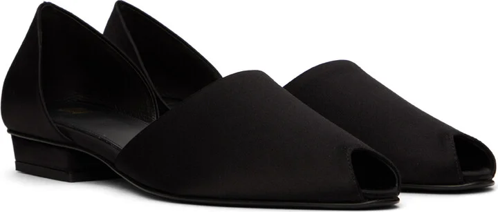 TOTEME Black 'The Peep-Toe' Slippers - Image 4