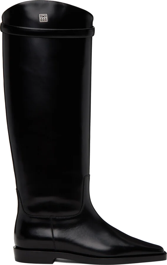 TOTEME Black 'The Riding Boot' Tall Boots