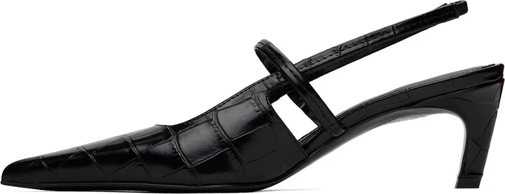 TOTEME Black 'The Sharp Slingback' Heels - Image 3