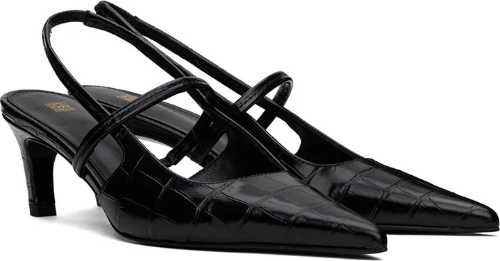 TOTEME Black 'The Sharp Slingback' Heels - Image 4
