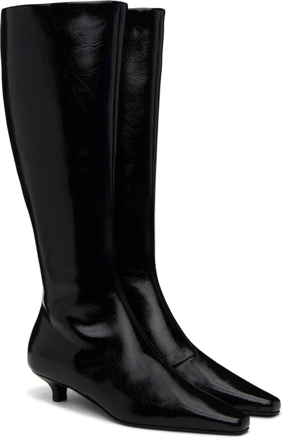 TOTEME Black 'The Slim' Knee-High Boots - Image 4