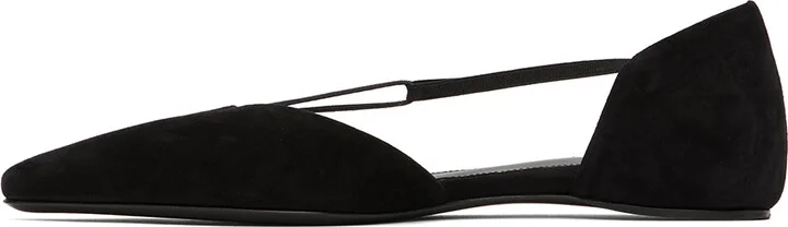 TOTEME Black 'The Suede T-Strap' Ballerina Flats - Image 3