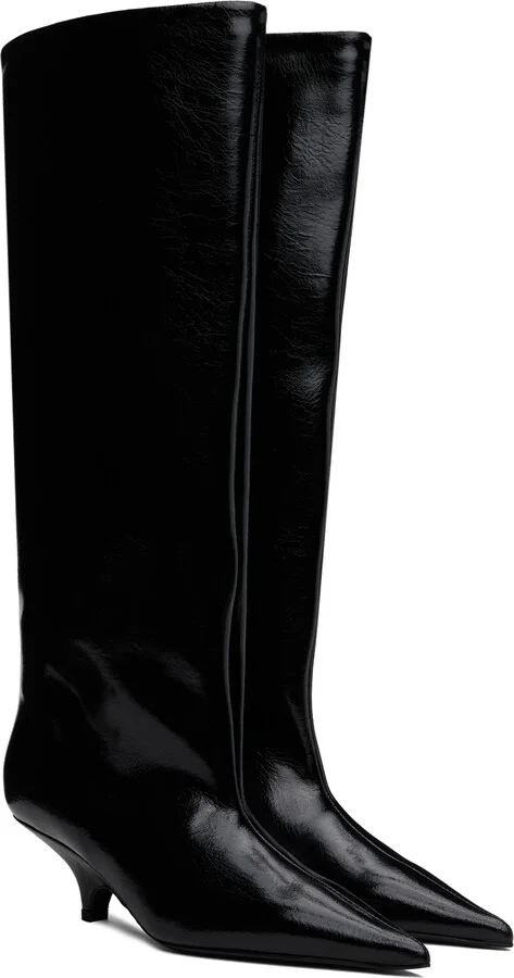 TOTEME Black 'The Wedge-Heel' Boots - Image 4