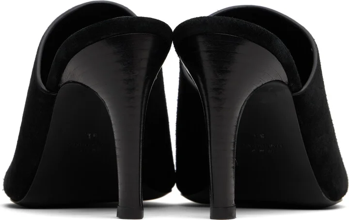 TOTEME Black Velour-Leather Bandeau Mules - Image 2