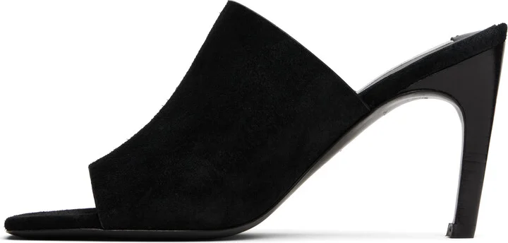 TOTEME Black Velour-Leather Bandeau Mules - Image 3