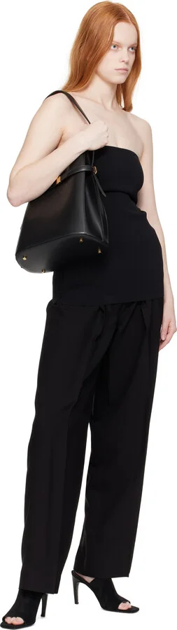 TOTEME Black Velour-Leather Bandeau Mules - Image 5