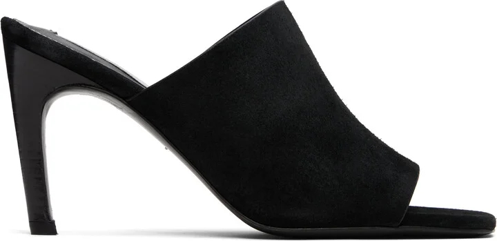 TOTEME Black Velour-Leather Bandeau Mules