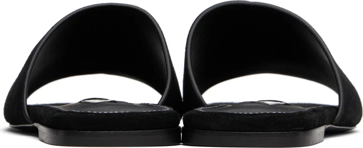 TOTEME Black Velour-Leather Bandeau Sandals - Image 2