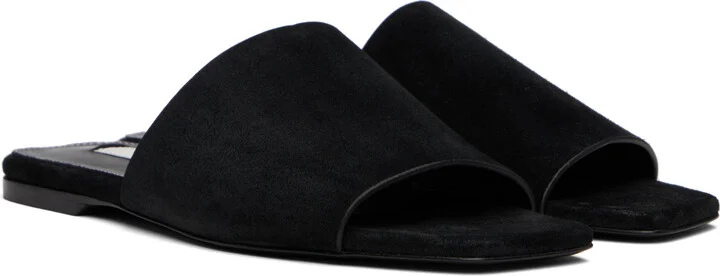 TOTEME Black Velour-Leather Bandeau Sandals - Image 4