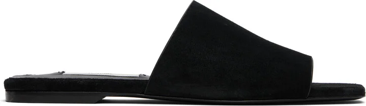 TOTEME Black Velour-Leather Bandeau Sandals