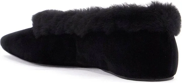 TOTEME black velvet ballerinas with shearling trim - Image 2