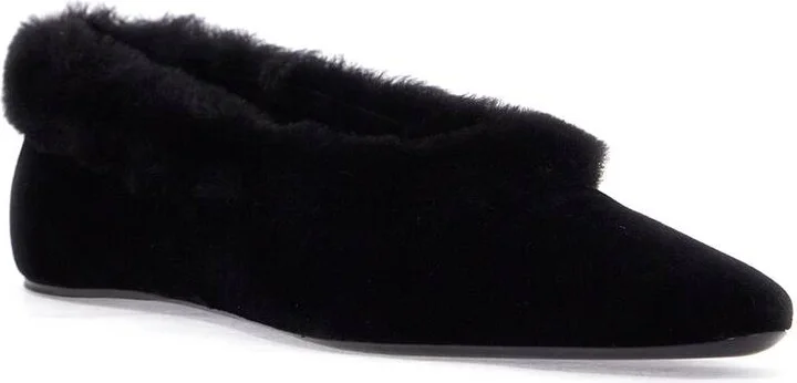 TOTEME black velvet ballerinas with shearling trim - Image 4