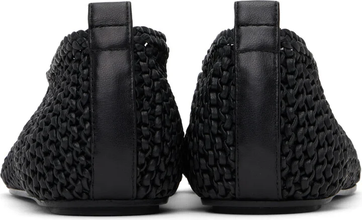 TOTEME Black Woven Leather Ballerina Flats - Image 2