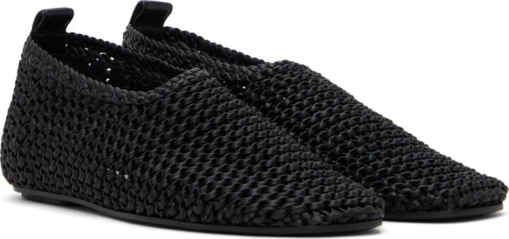 TOTEME Black Woven Leather Ballerina Flats - Image 4