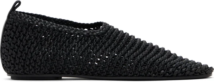 TOTEME Black Woven Leather Ballerina Flats