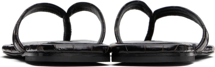 TOTEME Brown Croco-Embossed Flip-Flops - Image 2