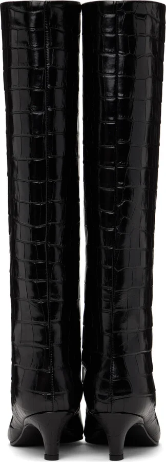 TOTEME Brown Croco-Embossed Wide Shaft Tall Boots - Image 2