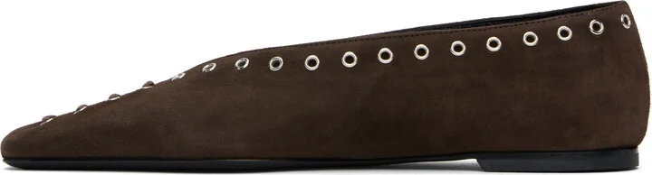 TOTEME Brown Suede Lace-Up Ballerina Flats - Image 3