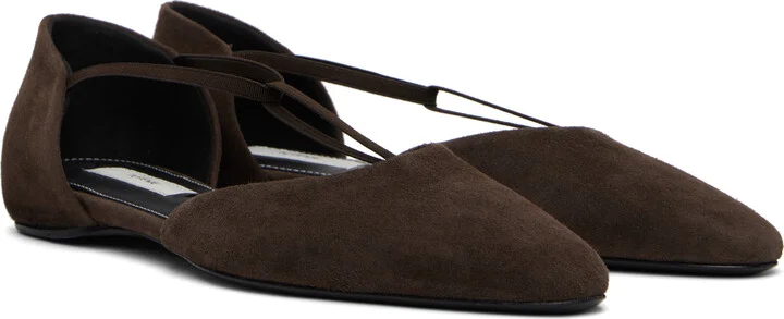 TOTEME Brown Suede T-Strap Ballerina Flats - Image 4