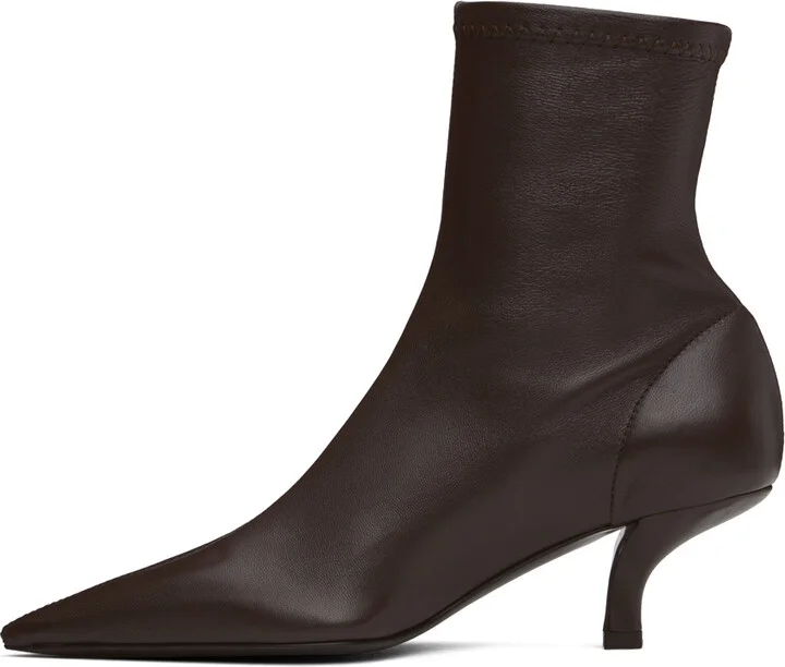TOTEME Brown 'The Heeled Sock' Boots - Image 3