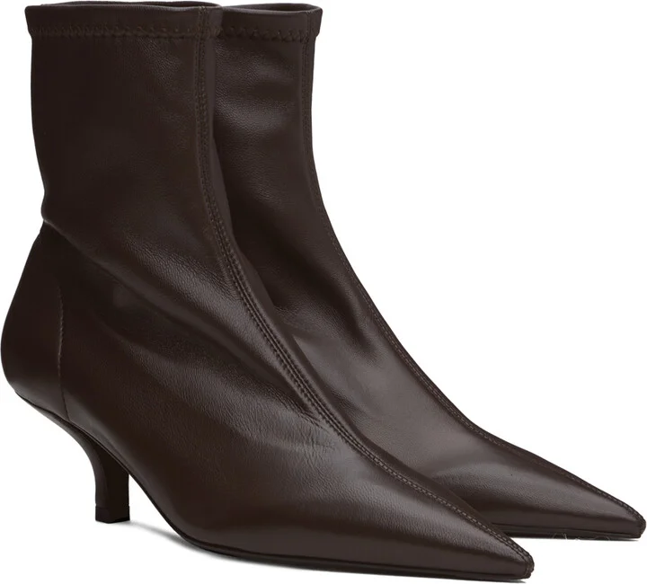 TOTEME Brown 'The Heeled Sock' Boots - Image 4
