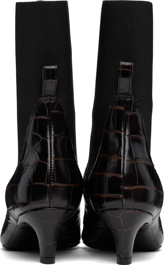 TOTEME Brown 'The Mid Heel' Leather Boots - Image 2