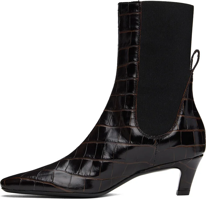 TOTEME Brown 'The Mid Heel' Leather Boots - Image 3