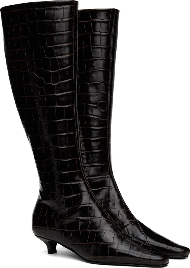 TOTEME Brown 'The Slim' Knee-High Boots - Image 4