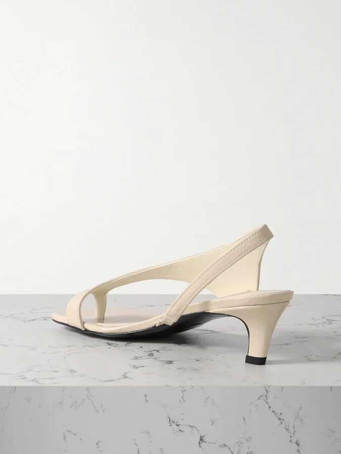 TOTEME - Crinkled-leather Sandals - Cream - Image 3