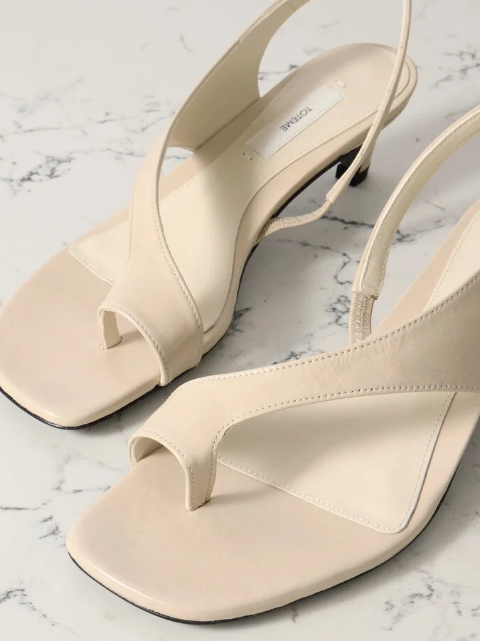 TOTEME - Crinkled-leather Sandals - Cream - Image 4