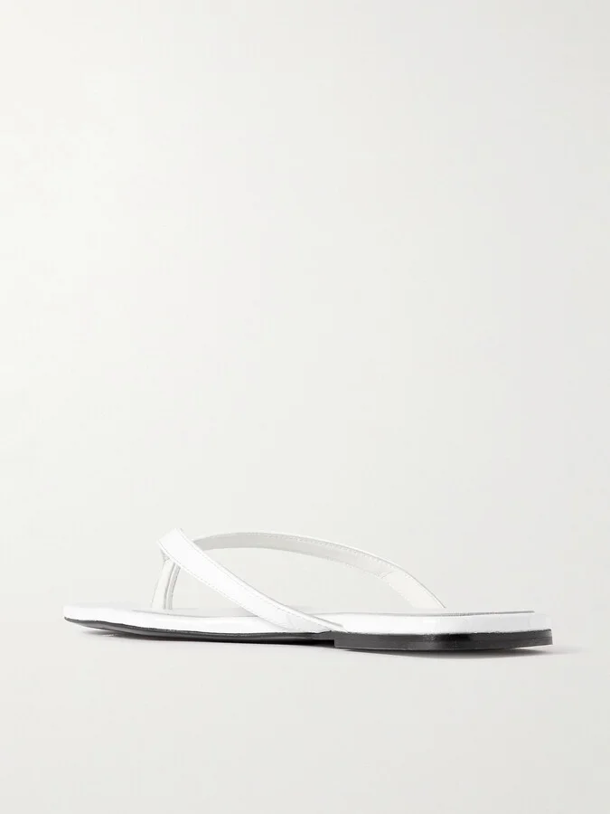 TOTEME - Croc-effect Leather Flip Flops - White - Image 3
