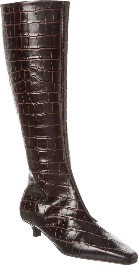 TOTEME Croc-Embossed Leather Knee-High Boot