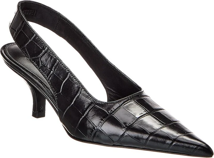 TOTEME Croc-Embossed Leather Slingback Pump