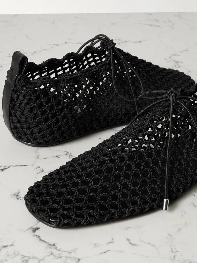TOTEME - Crochet-knit Flats - Black - Image 4