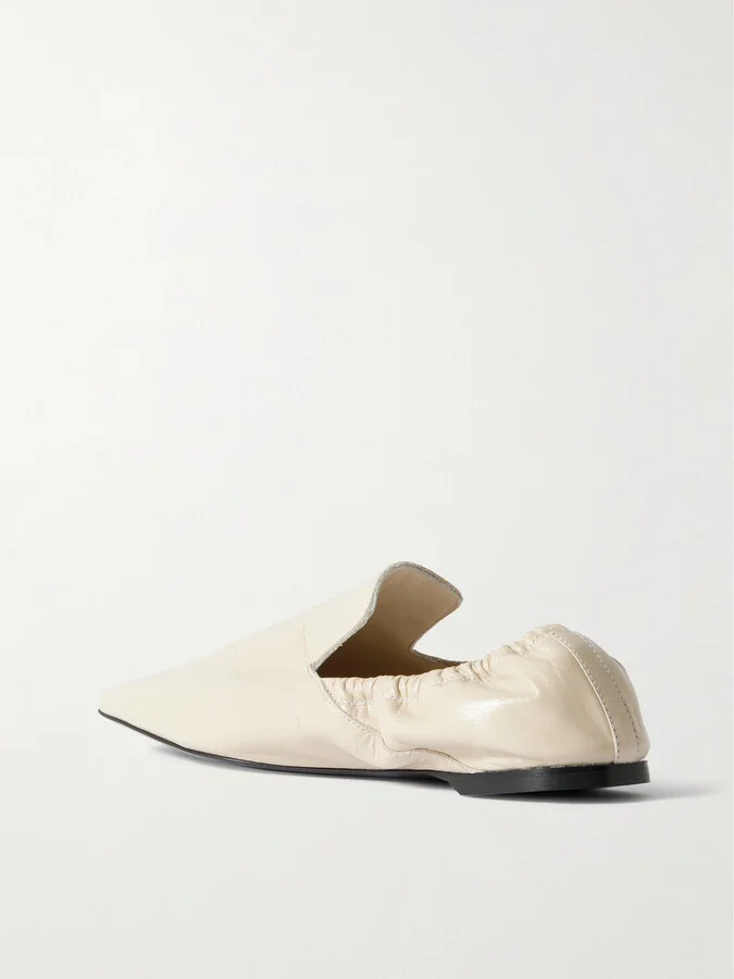 TOTEME - Gathered Leather Loafers - Cream - Image 3