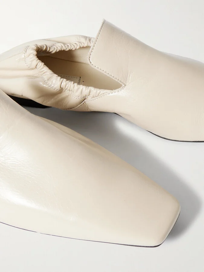 TOTEME - Gathered Leather Loafers - Cream - Image 4