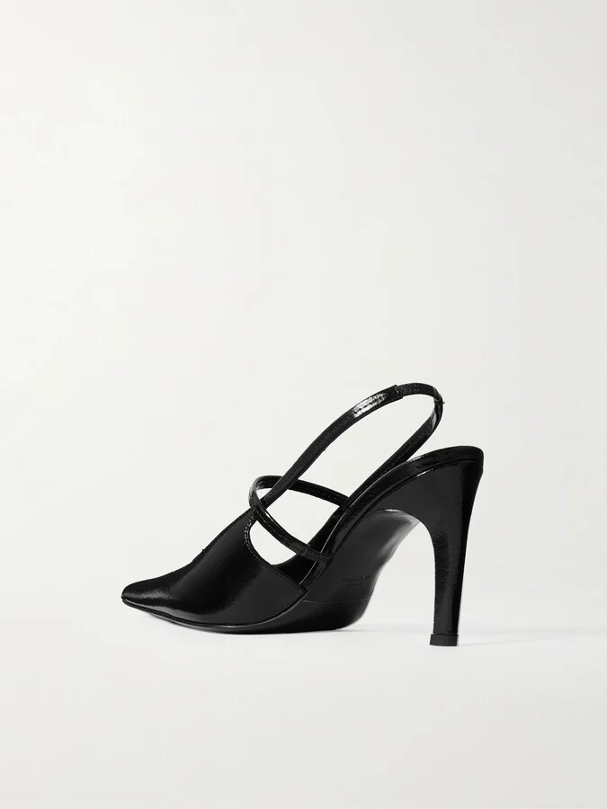 TOTEME - Glossed-leather Slingback Pumps - Black - Image 3