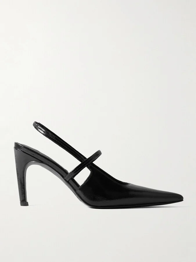 TOTEME - Glossed-leather Slingback Pumps - Black