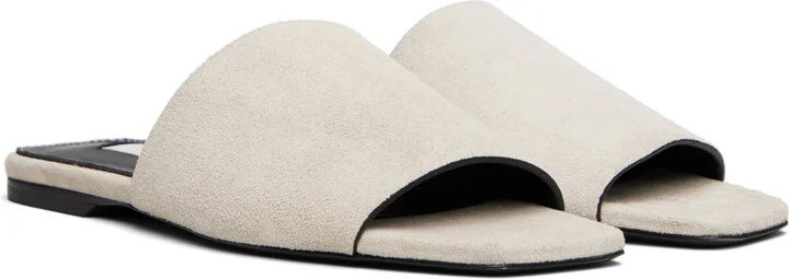 TOTEME Gray Velour-Leather Bandeau Sandals - Image 4