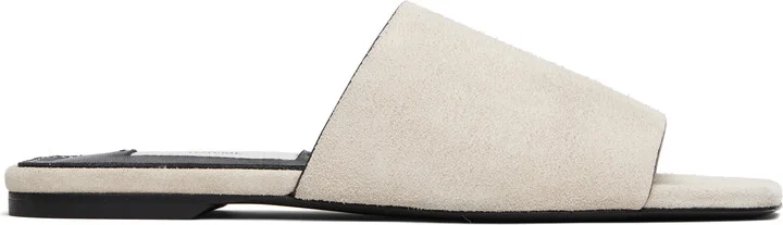TOTEME Gray Velour-Leather Bandeau Sandals